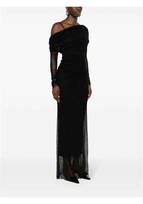 Black off-shoulder tulle midi dress Christopher Esber - women CHRISTOPHER ESBER | 24013144BLK